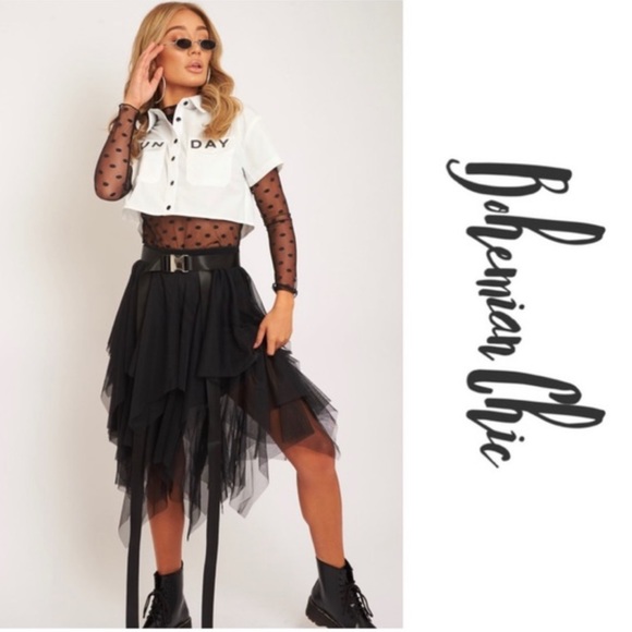 CHARMAINE- Jagged Ruffle Tulle Skirt - Picture 4 of 8